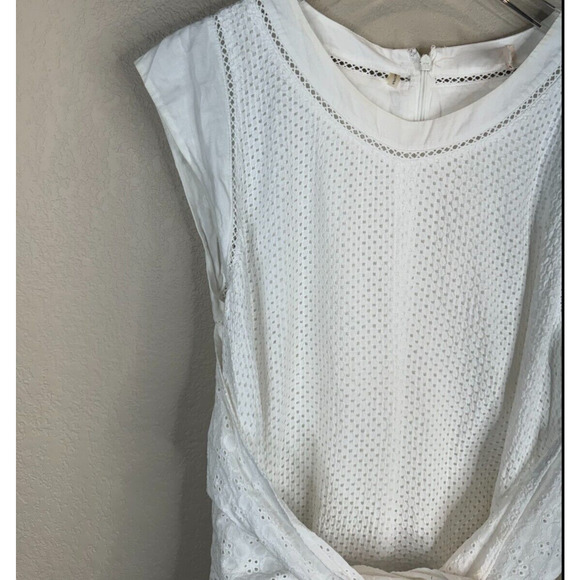 Rebecca Taylor Women's Netted‎ Eyelet Tie-Waist Cap Sleeve Dress Size 4 - Picture 5 of 13